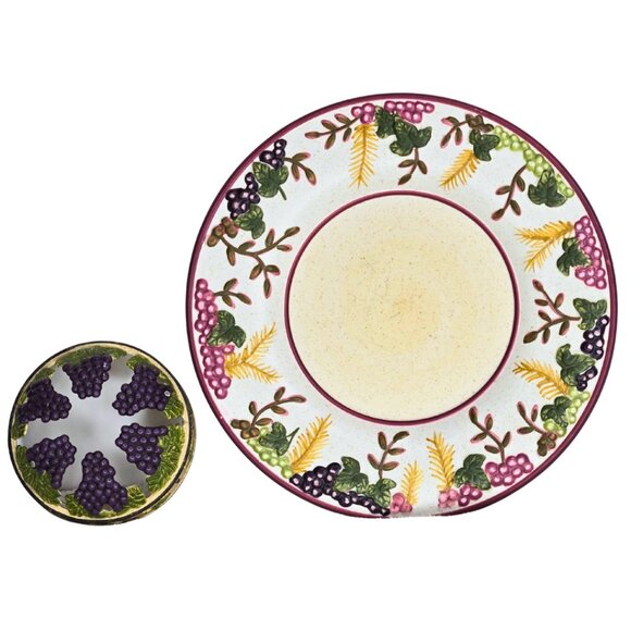 Yankee Candle "Purple Wine" Illuma Jar Lid and Under Plate Grapes Tuscan Winery - Picture 2 of 6